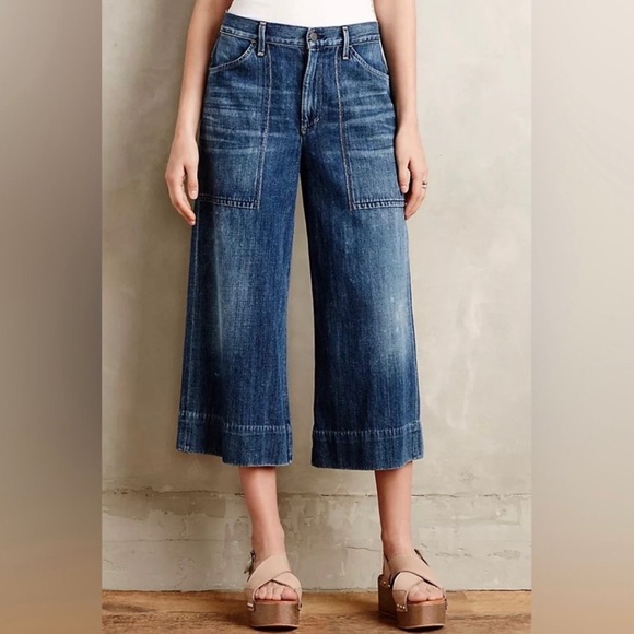 NWT Anthropologie Citizens of Humanity (C of H) Poise Wide-Leg Crop Jeans - Picture 2 of 12